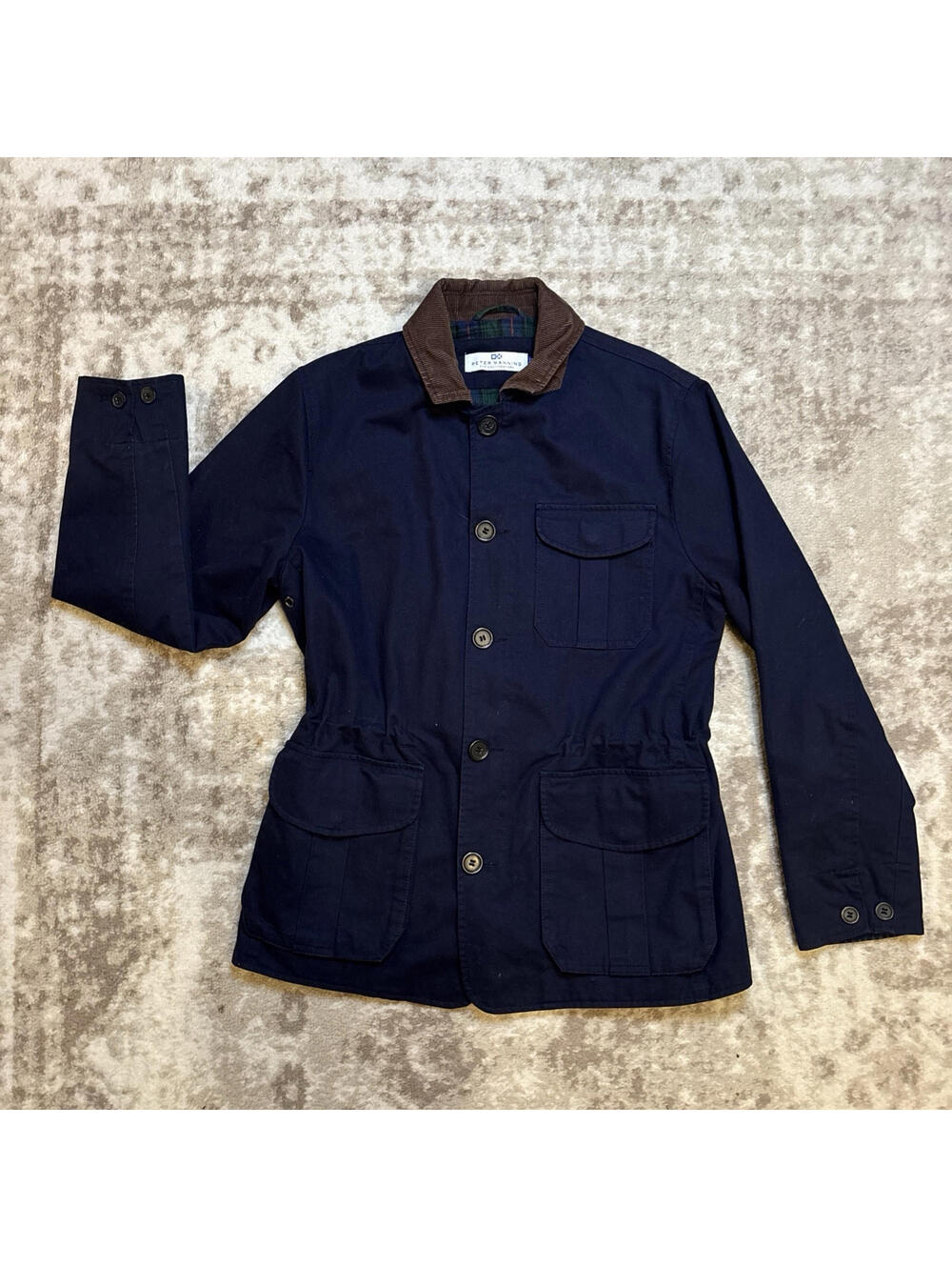 Peter Manning Jacket Men 3 Blue Tribeca Lined Field Chore Corduroy Collar Zip Up